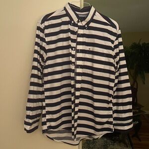 Tommy Hilfiger Men's Navy and White Striped Shirt